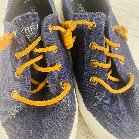 Sperry Womens Crest Vibe Navy Canvas Ankle Boat Shoes Sneakers Size 7 Preppy - Picture 5 of 10